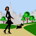 Woman walking Dog in Park