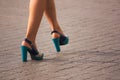 A woman with walking with elegant high heels Royalty Free Stock Photo