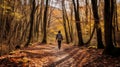 Autumn Trail: A Photo-realistic Landscape Of Patricia Walking In The Woods
