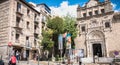 Woman walking in front of the Santa Cruz Museum in Toledo Royalty Free Stock Photo