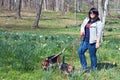 Woman Walking Her Dogs Royalty Free Stock Photo