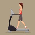woman with walking machine gym Royalty Free Stock Photo