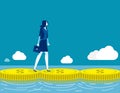 Woman walking on money. Financial and Economy concept