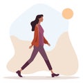 Woman walking in the morning to keep herself healthy and strong