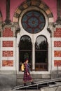 Woman walking near Orient Express railway station in Istanbul