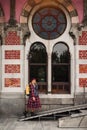 Woman walking near Orient Express railway station in Istanbul