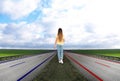 Woman walking. Concept of choice between different ways Royalty Free Stock Photo