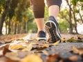 Woman walking in Park outdoor Workout Trail walkway Exercise Healthy lifestyle Royalty Free Stock Photo