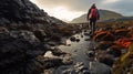 Moody And Tranquil Scenes Of A Person Walking Through Mossy Rocks