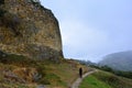 Woman walking in the Ruins of Kuelap, the lost city of Chachapoyas, Peru Royalty Free Stock Photo