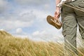 Woman walking in sand dunes Royalty Free Stock Photo