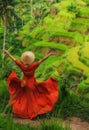 Woman walking on Tegalalang Rice Terrace, Bali