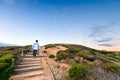 Woman walking up the pathway at Hallett Cove