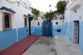 Blue painted walls in Kasbah of the Udayas, Rabat, Morocco Royalty Free Stock Photo