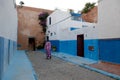 Blue painted walls in Kasbah of the Udayas, Rabat, Morocco