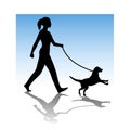 Woman Walking Young Dog