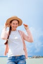 Woman walks around sea Royalty Free Stock Photo