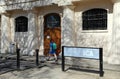 A woman walks past the entrance to the Institute of Contemporary Art ICA on The Mall in central London