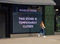 Store Closed sign at House Of Fraser on Oxford Street London during lockdown Royalty Free Stock Photo