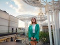 woman walks streets of Dubai, Dubai Marina