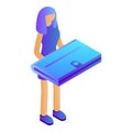 Woman with wallet icon, isometric style Royalty Free Stock Photo