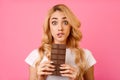 Woman Want To Eat Chocolate, Looking At Camera Royalty Free Stock Photo