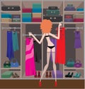 Woman in a wardrobe room Royalty Free Stock Photo