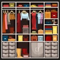 Woman wardrobe with skirt and shoes, hat Royalty Free Stock Photo