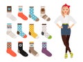 Woman warm and casual socks collection Royalty Free Stock Photo