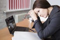 The woman was tired at work Royalty Free Stock Photo