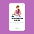 woman wash dishes vector Royalty Free Stock Photo