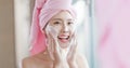 Woman wash her face Royalty Free Stock Photo