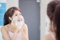 Woman wash her face Royalty Free Stock Photo