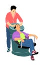 Woman washes hair in a beauty salon vector illustration.