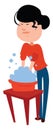 Woman washing hands, illustration, vector Royalty Free Stock Photo