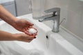woman washing hands with soap Royalty Free Stock Photo