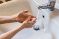 Woman washing hands with soap Royalty Free Stock Photo