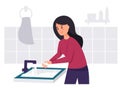 A woman washing her hands in the sink concept vector illustration. Virus and germs prevention healthcare in flat design