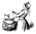 Woman Washing Her Hands, vintage illustration