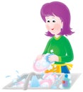 Woman washing plates Royalty Free Stock Photo
