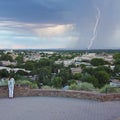 A Woman Watches a Lightning Storm from Fort Marcy Park Royalty Free Stock Photo
