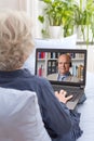 Woman watching english language lesson Royalty Free Stock Photo