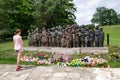 Woman watching on memorial of victims of the war in Lidice Royalty Free Stock Photo