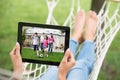 Woman Watching Movie On Digital Tablet Royalty Free Stock Photo