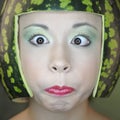 Woman with water-melon Royalty Free Stock Photo