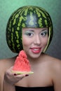 Woman with water-melon Royalty Free Stock Photo