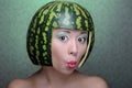 Woman with water-melon Royalty Free Stock Photo