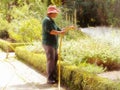 Woman watering flowers Royalty Free Stock Photo