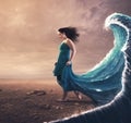 Woman and wave Royalty Free Stock Photo