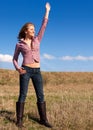 Woman waving hand Royalty Free Stock Photo